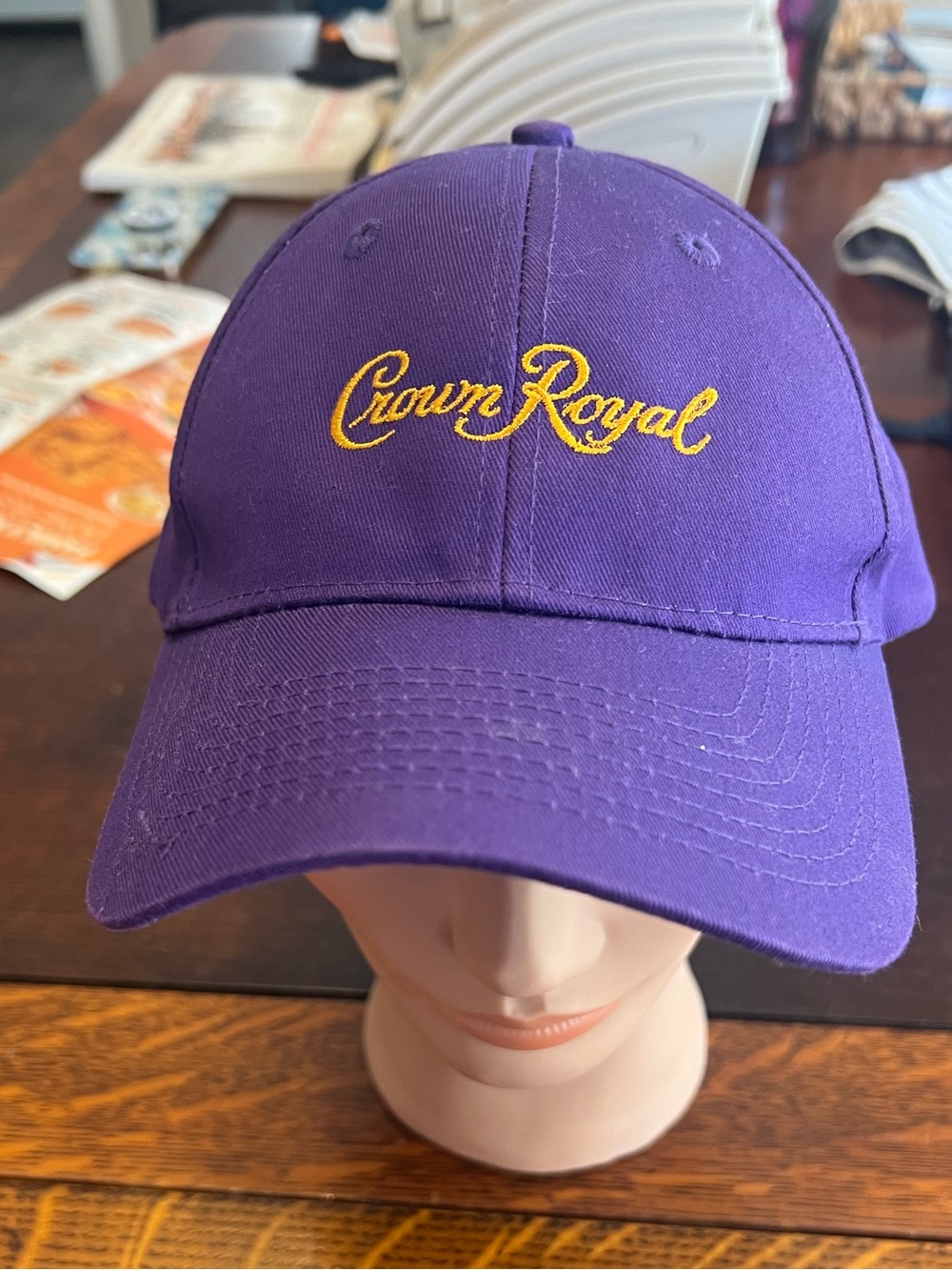 Port and Company Purple Crown Royal Embroidered Baseball Cap with Yellow Logo